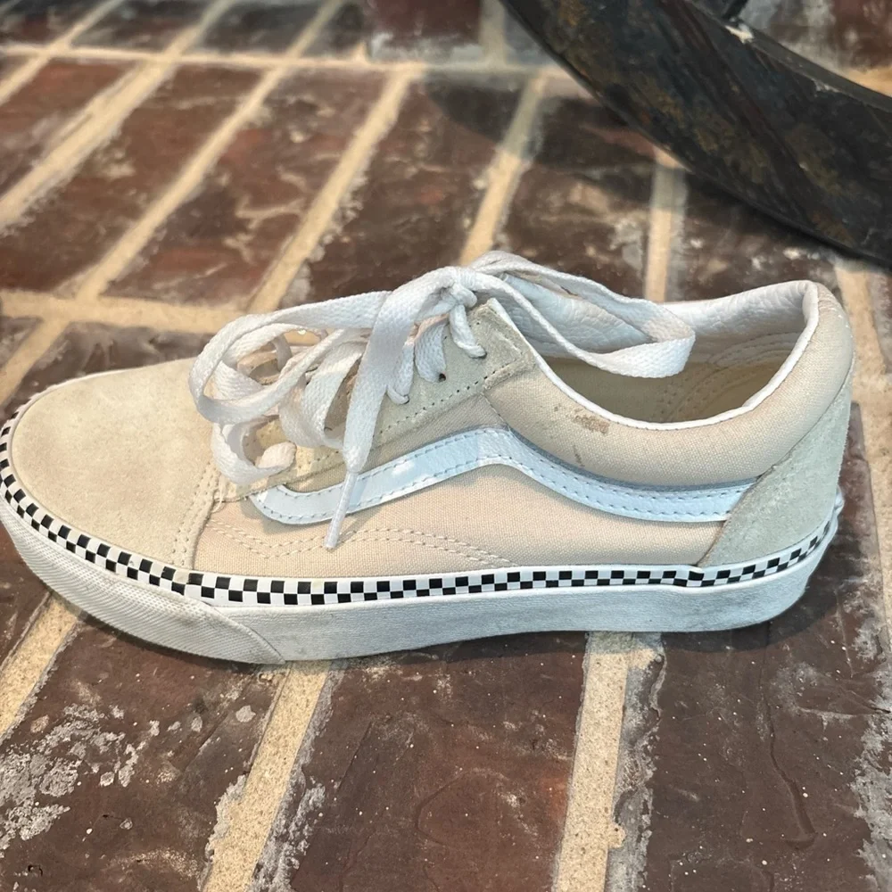Vans old skool checkered foxing turtledove skateboarding  shoes M 3.5 W 5